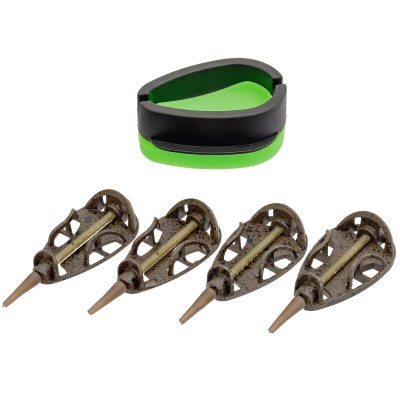 Комплект от 4 метод фидер хранилки с преса Xcast Pro 104115, 30+40+50+60 г