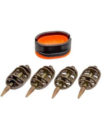 Комплект от 4 метод фидер хранилки с преса Xcast Pro 104112, 30+40+50+60 г