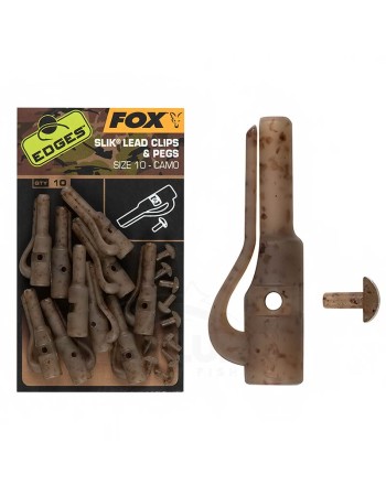 Клипсове за шарански монтажи Fox Slik Lead Clips & Pegs, Camo, 10 бр.