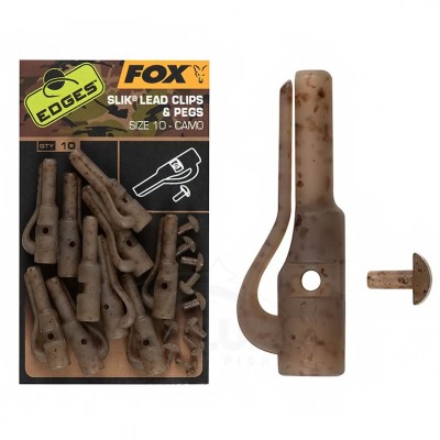 Клипсове за шарански монтажи Fox Slik Lead Clips & Pegs, Camo, 10 бр.