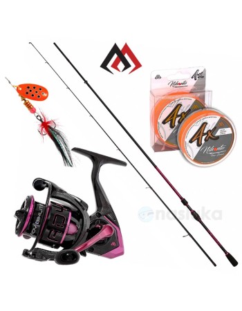 Спининг комплект за дами Mikado Lady Bixlite, 2,40 м, 5-25 г