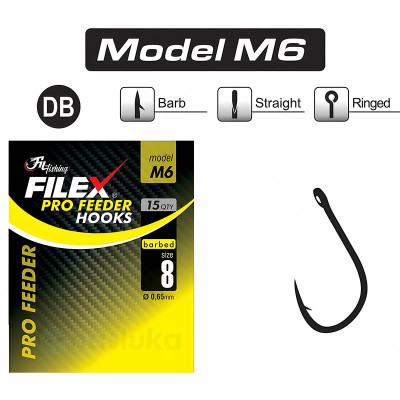 Фидер куки Filex Pro Feeder Hooks, модел M6, 15 бр.