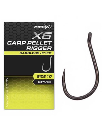 Куки с ухо без контра Matrix X6 Carp Pellet Rigger, 10 бр.