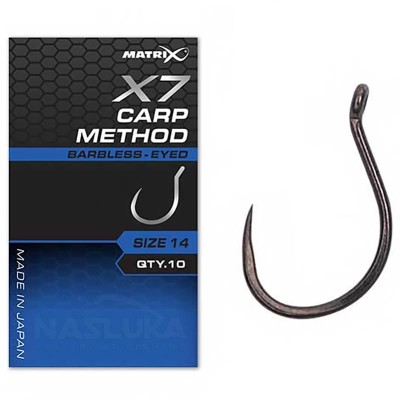 Куки с ухо без контра Matrix X7 Carp Method, 10 бр.