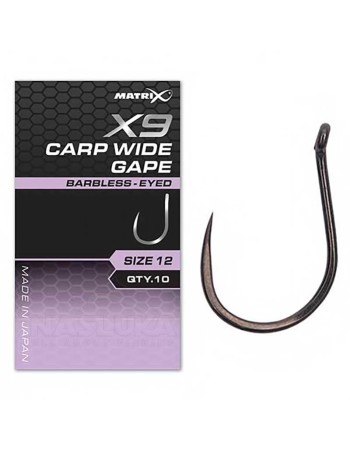 Куки с ухо без контра Matrix X9 Carp Wide Gape, 10 бр.