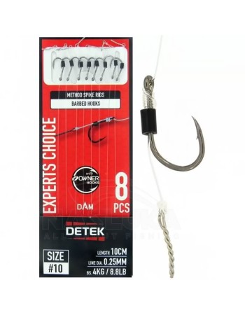 Вързани куки с шип за фидер DAM Detek Method Spike Rig, 10 см, 8 бр.