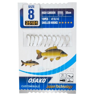 Вързани куки Osako Snelled Hooks H161, 10 бр.
