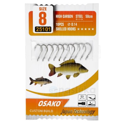 Вързани куки Osako Snelled Hooks H160, 10 бр.