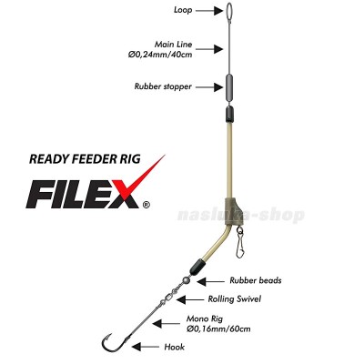 Фидер монтаж с монофилно влакно Filex Ready Feeder Rig FIL-M