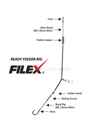 Фидер монтаж с плетено влакно Filex Ready Feeder Rig FIL-B