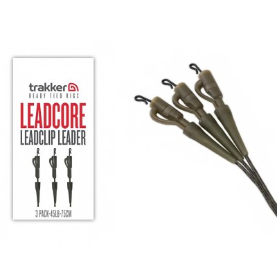 Монтажи за шарански риболов Trakker Leadcore Leadclip Leader, 45 lb, 75 см, 3 бр.