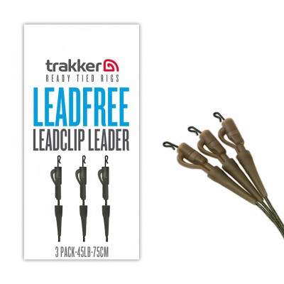 Монтажи за шарански риболов Trakker Leadfree Leadclip Leader, 45 lb, 75 см, 3 бр.