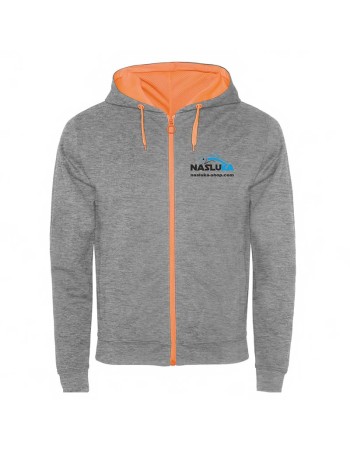 Суичър с цип и качулка Nasluka Zip Hoodie, Grey/Orange