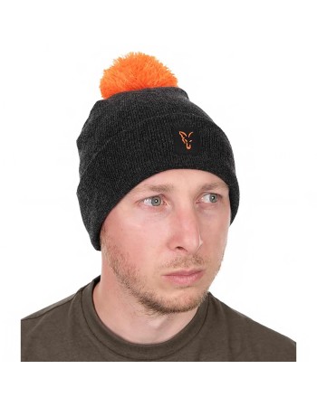 Зимна шапка Fox Collection Booble Hat, Black/Orange
