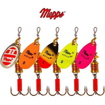 Комплект въртящи блесни Mepps Aglia, Fluo, Chub, Perch, Trout