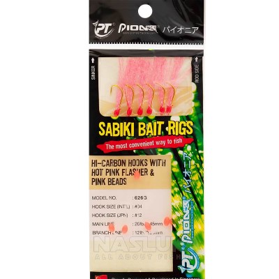 Морско чепаре Pioneer Sabiki Bait Rigs, Hot Pink Flasher & Pink Beads