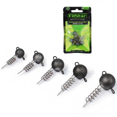 Джиг глави, чебурашки със спирала Filstar, цвят Matt Black