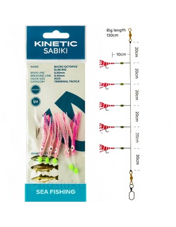 Чепаре за тролинг Kinetic Sabiki Micro Octopus, Glow UV