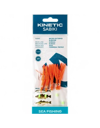 Морско чепаре Kinetic Sabiki Micro Octopus Slim Rig, Red UV