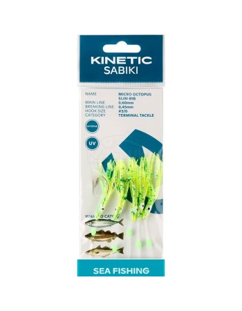 Морско чепаре Kinetic Sabiki Micro Octopus Slim Rig, Yellow UV