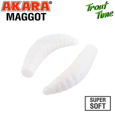 Силиконови примамки Akara Trout Time Maggot, 1.6", 40 мм, Cheese, цвят 02T, 10 бр.