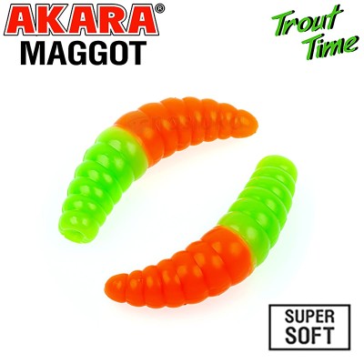 Силиконови примамки Akara Trout Time Maggot, 1.6", 40 мм, Cheese, цвят 454, 10 бр.