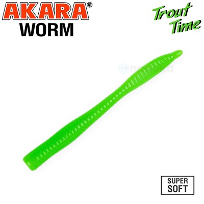 Силиконови примамки Akara Trout Time, Worm 3", 75 мм, Cheese, цвят 452, 10 бр.