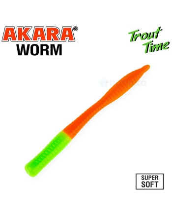 Силиконови примамки Akara Trout Time, Worm 3", 75 мм, Cheese, цвят 454, 10 бр.