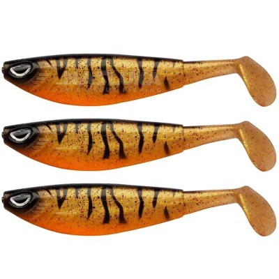 Сет от 3 бр. силиконови шадове Berkley Sick Flanker, 8 см, цвят Motoroil Burbot