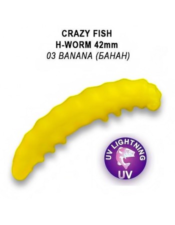 Силиконови примамки Crazy Fish Trout Series H-Worm, Sweet Cheese, 42 мм, цвят 3, 10 бр.