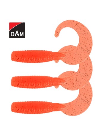 Силиконови туистери DAM Grup Curl Tail 7 см, цвят UV Orange, 3 бр.