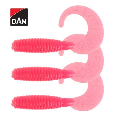 Силиконови туистери DAM Grup Curl Tail 7 см, цвят UV Pink, 3 бр.