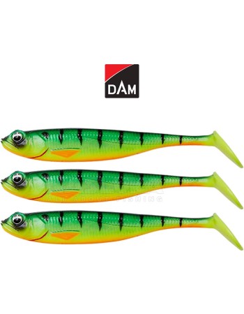 Сет от 3 бр. силиконови шадове DAM Shadster 9 см, 7.2 г, цвят FireTiger UV