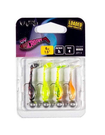 Сет шадове с джиг глави Fox Rage MicroFry UV Mixed, 40 мм, 3 г, 4 бр.