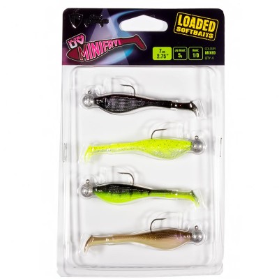 Сет шадове с джиг глави Fox Rage MiniFry UV Mixed, 70 мм, 5 г, 4 бр.