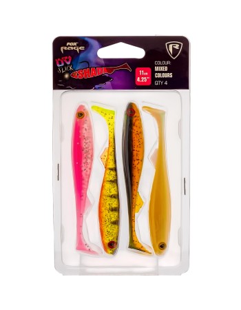 Комплект силиконови шадове Fox Rage Slick Shad Pack UV, 110 мм, NMC038, 4 бр.