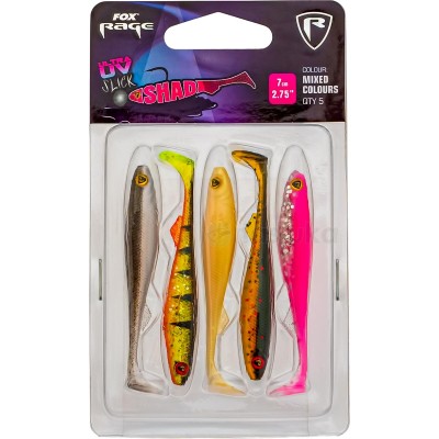 Комплект силиконови шадове Fox Rage Slick Shad Pack UV, 70 мм, NMC008, 5 бр.