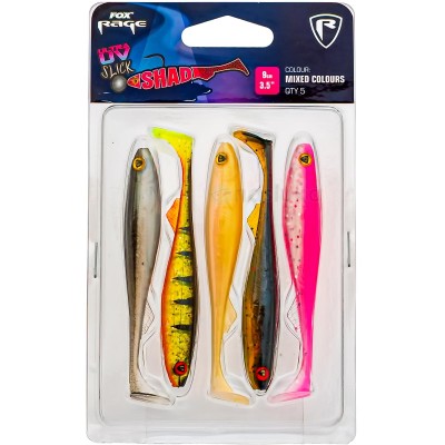 Комплект силиконови шадове Fox Rage Slick Shad Pack UV, 90 мм, NMC007, 5 бр.