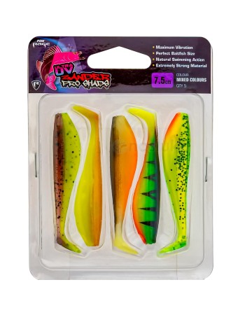 Комплект силиконови шадове Fox Rage Zander Pro Shad Pack UV, 75 мм, NMC030, 5 бр.