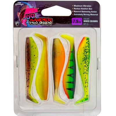 Комплект силиконови шадове Fox Rage Zander Pro Shad Pack UV, 75 мм, NMC030, 5 бр.