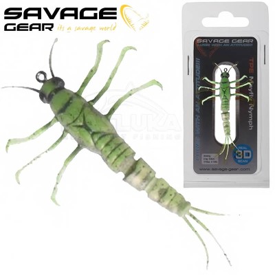 Изкуствена потъваща примамка Savage Gear 3D TPE Mayfly Nymph, 5 см, 2.5 г, Green
