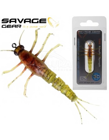 Изкуствена потъваща примамка Savage Gear 3D TPE Mayfly Nymph, 5 см, 2.5 г, Olive
