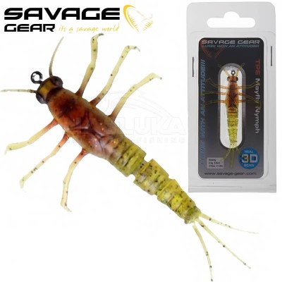 Изкуствена потъваща примамка Savage Gear 3D TPE Mayfly Nymph, 5 см, 2.5 г, Olive