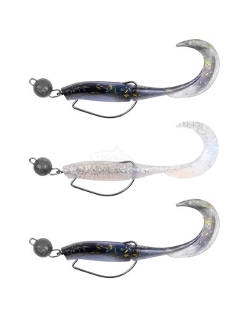 Сет силиконови примамки с куки и чебурашки Zebco Demonic Curly Tails, Natural, 7.5 см, 3 бр.