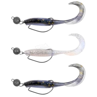 Сет силиконови примамки с куки и чебурашки Zebco Demonic Curly Tails, Natural, 7.5 см, 3 бр.