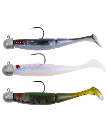 Сет силиконови примамки с джиг глави Zebco Demonic Power Shads, Natural, 7.5 см, 3 бр.