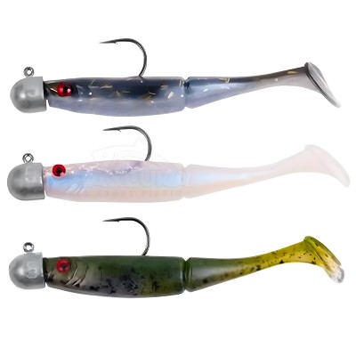 Сет силиконови примамки с джиг глави Zebco Demonic Power Shads, Natural, 7.5 см, 3 бр.