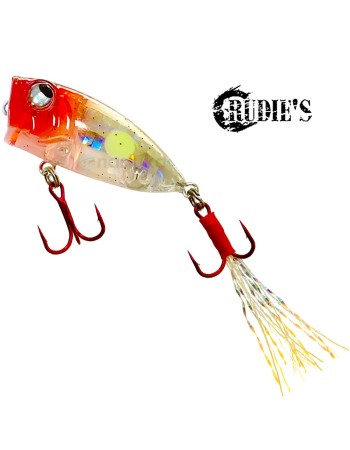 Воблер-попер Rudie's Meba Popper Z 35 мм, 3.5 г, цвят Red Spot Glow