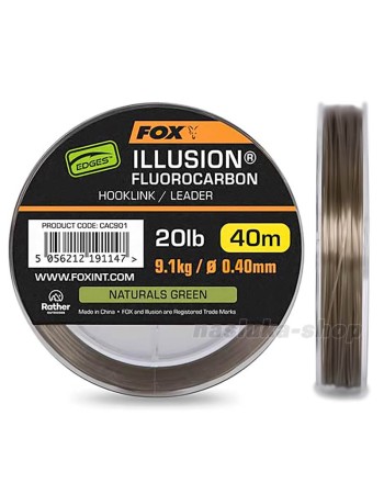 Флуорокарбон Fox Illusion Fluorocarbon Hooklink/Leader, Natural Green, 40 м