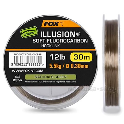 Флуорокарбон Fox Illusion Soft Fluorocarbon Hooklink, Natural Green, 30 м